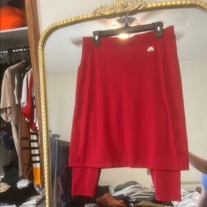 Red Knee-Length High-Low Skirt for Casual Wear